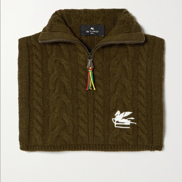 Etro Tops - Etro army green cable knit vest w/ logo!